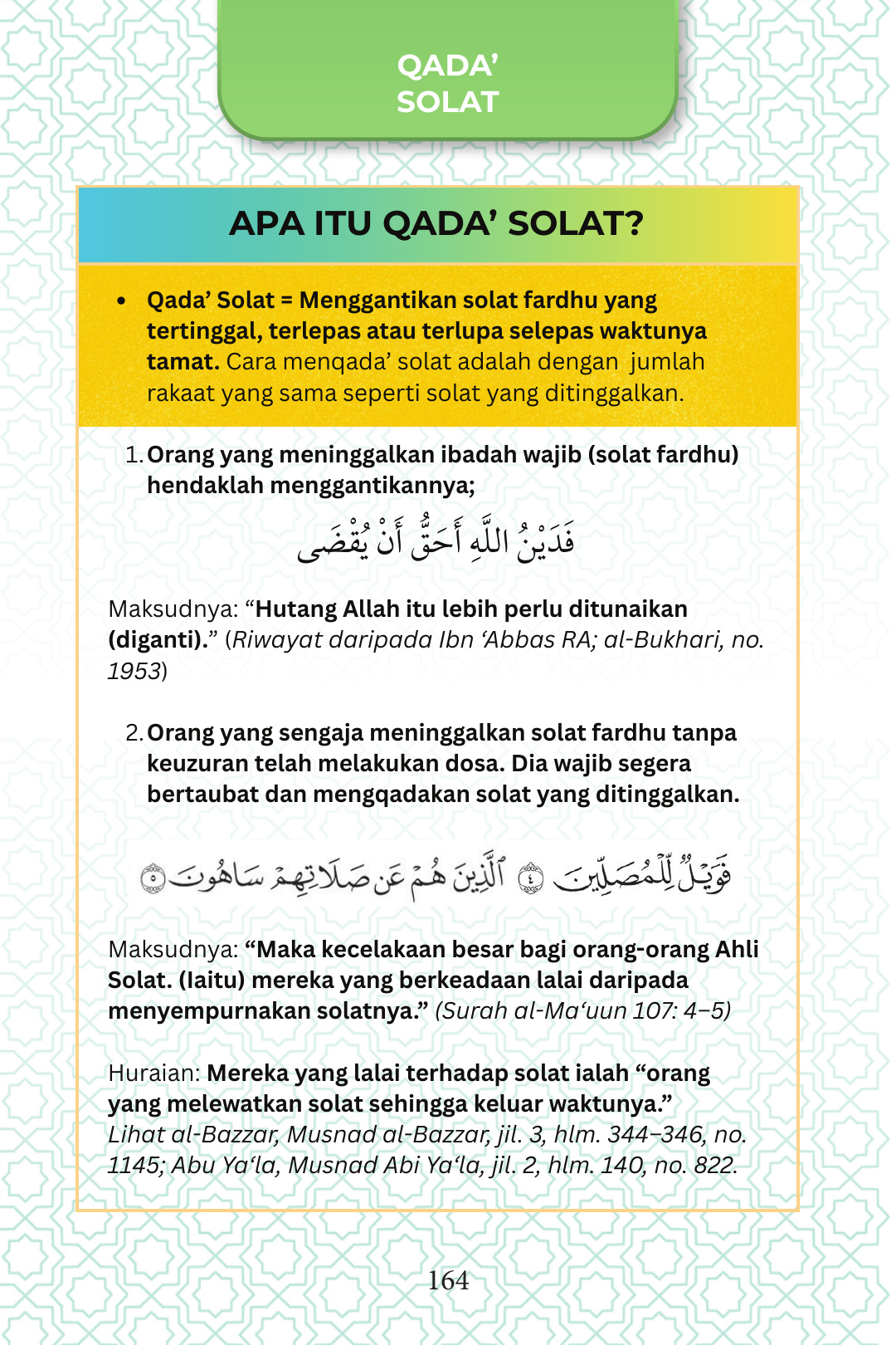 Panduan qada' solat · Hlm. 164 — halaman sebenar buku