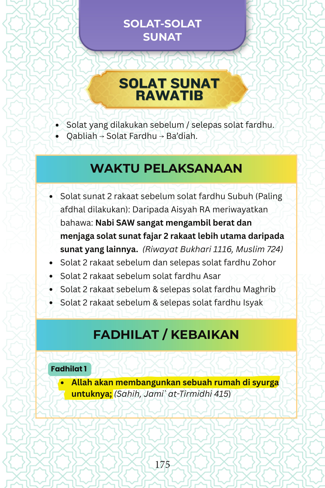 Solat sunat Rawatib · Hlm. 175 — halaman sebenar buku