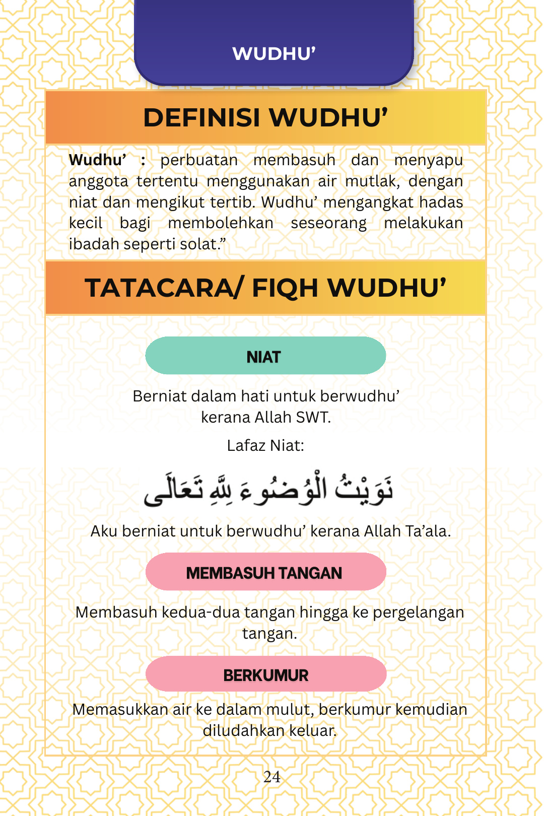 Halaman 24: definisi wuduk, tatacara dan niat